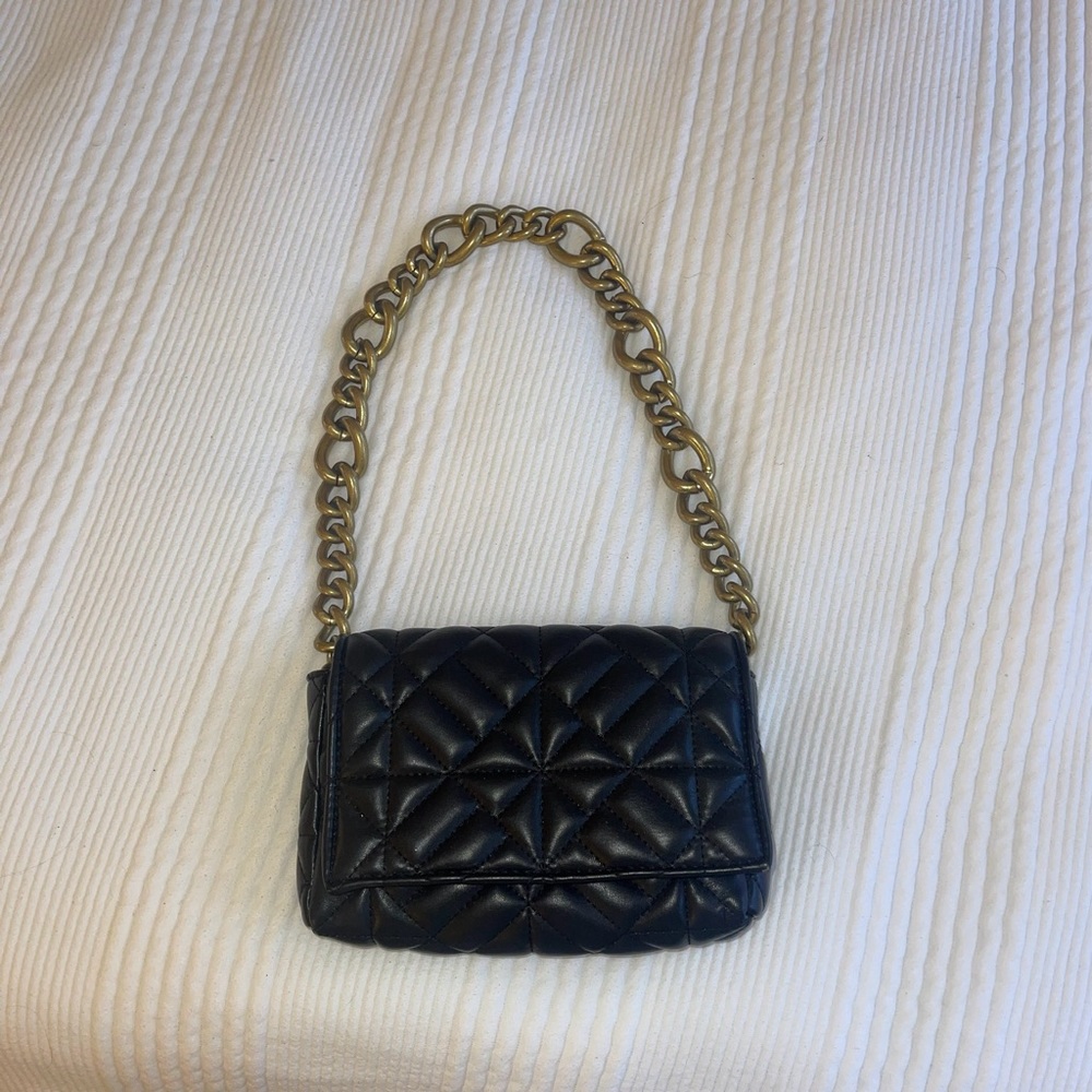 zara chain quilted black bag
